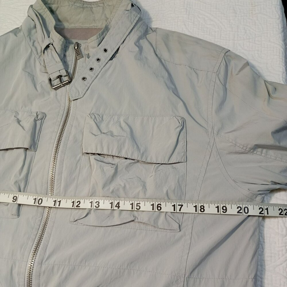Calvin Klein Mens Light Gray Utility Jacket Multiple Pockets & Zipper Front Size - Picture 14 of 14